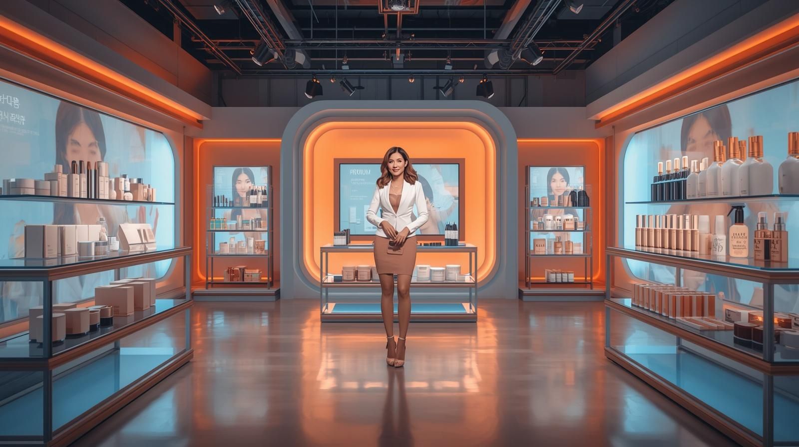 Korean Home Shopping Broadcast Studio with premium international products