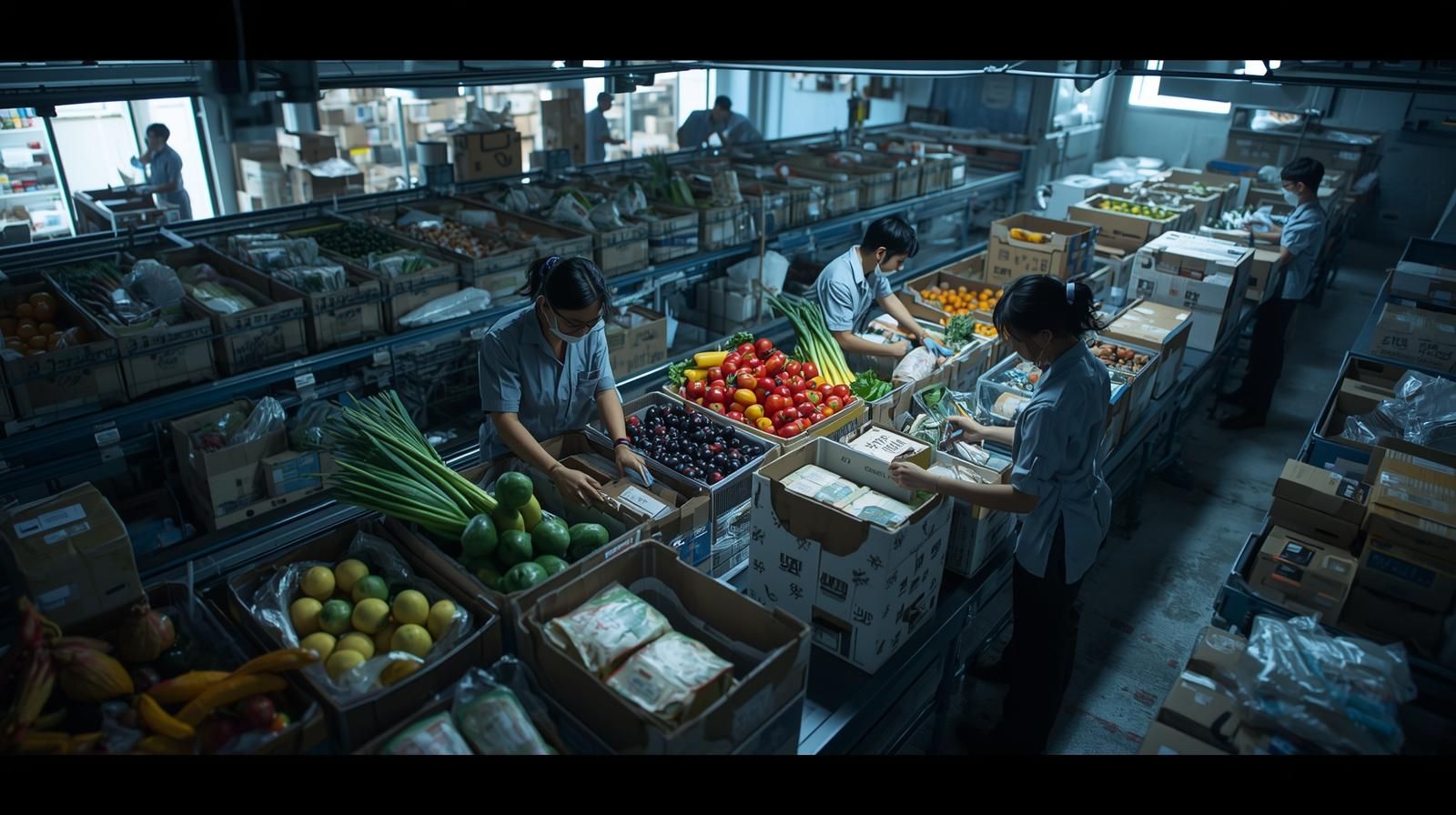 새벽 아파트 단지 앞에서 냉장밴에 도시락 박스를 싣는 배달 사장님