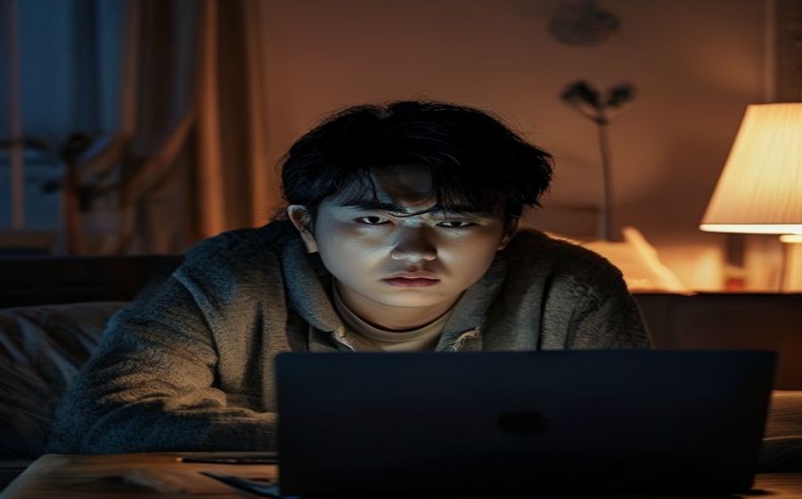 버퍼링으로 멈춘 화면을 답답하게 기다리는 모습