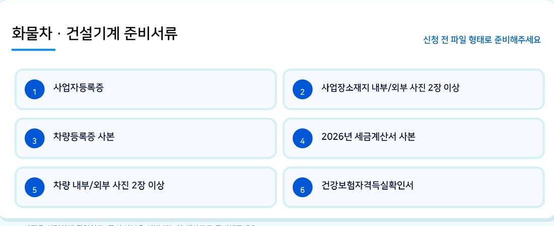 화물차 건설기계 준비서류 6종 안내